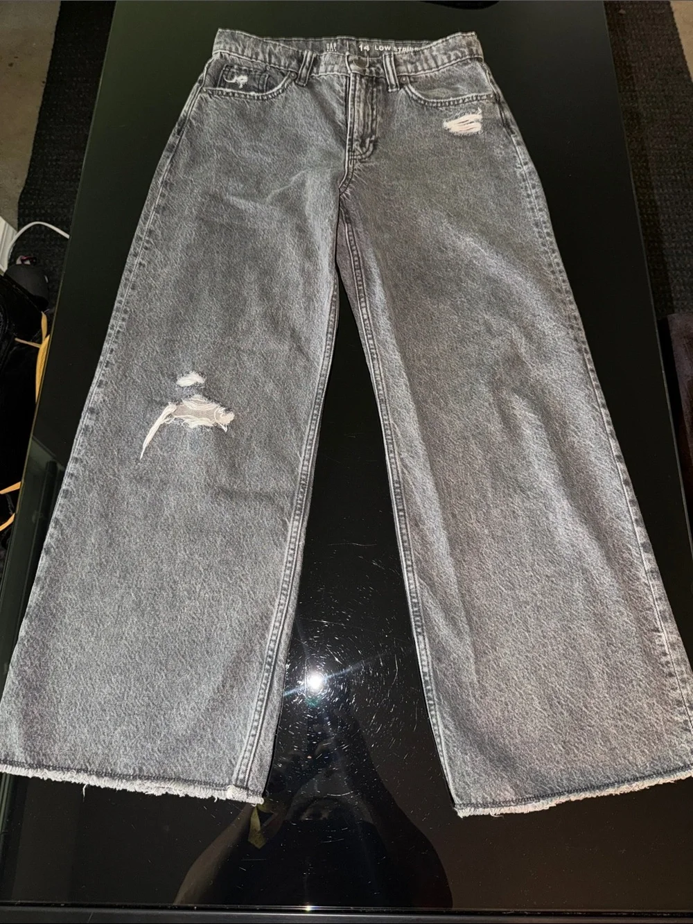 GAP Distressed Wide-Leg Jeans - Gray